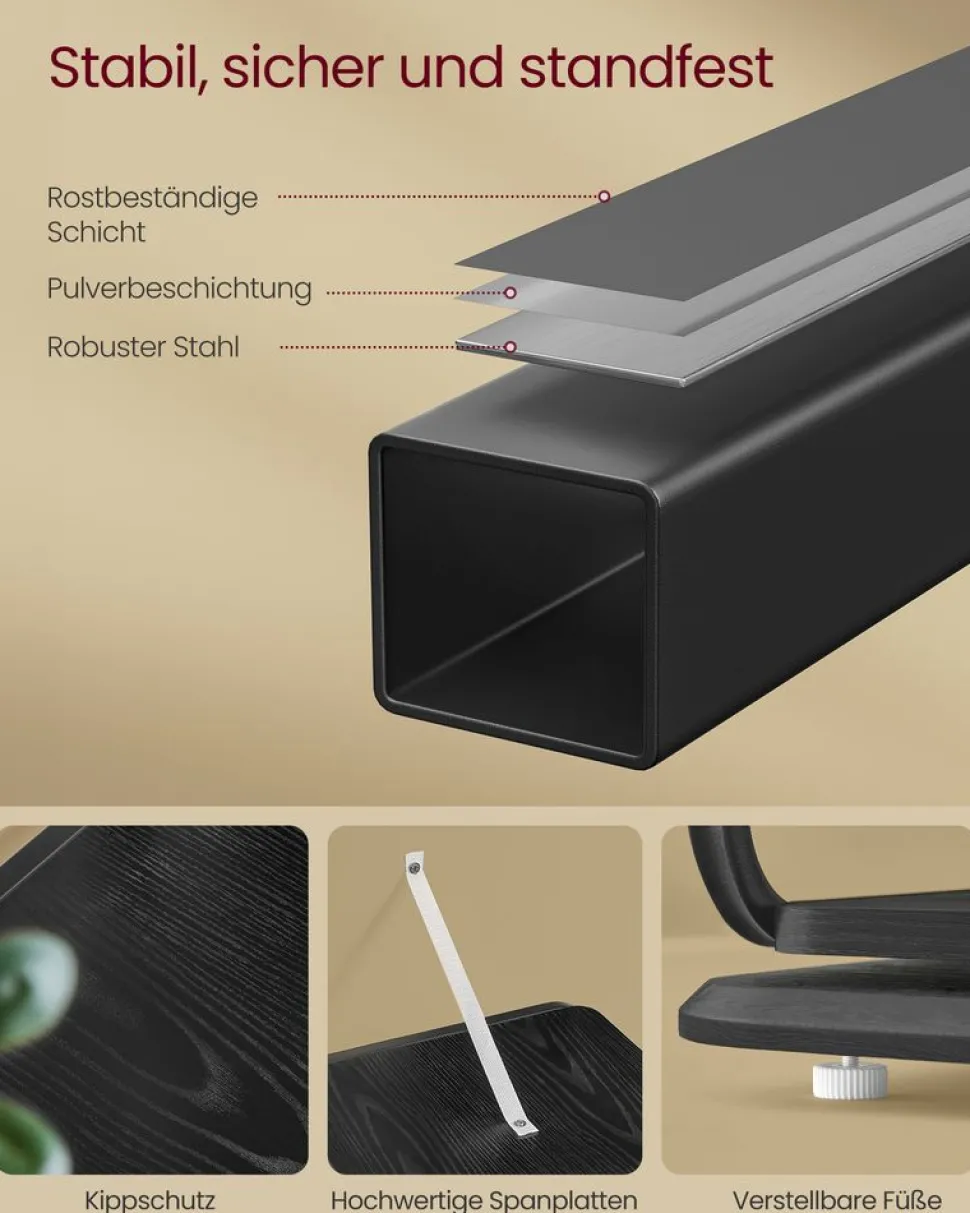 Aufbewahrungsregale<SONGMICS Bücherregal 4 Ebenen mit Buchstützen ebenholzschwarz-tintenschwarz