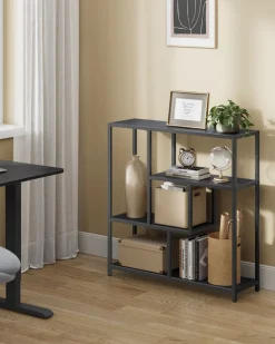 Bücherregale|Bücherregale<SONGMICS Bücherregal mit 4 Ablagen ebenholzschwarz-tintenschwarz