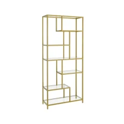 Bücherregale|Bücherregale<SONGMICS Bücherregal mit 6 Ablagen gold-transparent