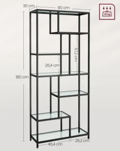 Bücherregale|Bücherregale<SONGMICS Bücherregal mit 6 Ablagen gold-transparent