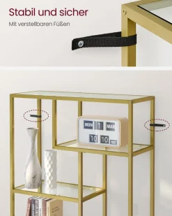 Bücherregale|Bücherregale<SONGMICS Bücherregal mit 6 Ablagen gold-transparent