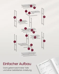 Bücherregale|Bücherregale<SONGMICS Bücherregal mit 6 Ablagen gold-transparent