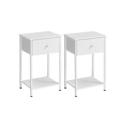 Betttruhen<SONGMICS Beistelltisch 2er Set mit Stoff-Schublade Weiß