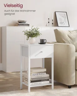 Betttruhen<SONGMICS Beistelltisch 2er Set mit Stoff-Schublade Weiß
