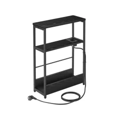 Beistelltische<SONGMICS Beistelltisch mit 3 Ablagen schmal ebenholzschwarz-tintenschwarz