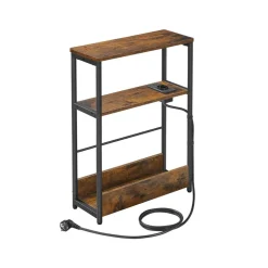 Beistelltische<SONGMICS Beistelltisch mit 3 Ablagen schmal ebenholzschwarz-tintenschwarz