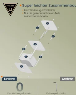 Beistelltische<SONGMICS Beistelltisch mit 3 Ablagen 30 x 34 x 58 cm schneeweiß