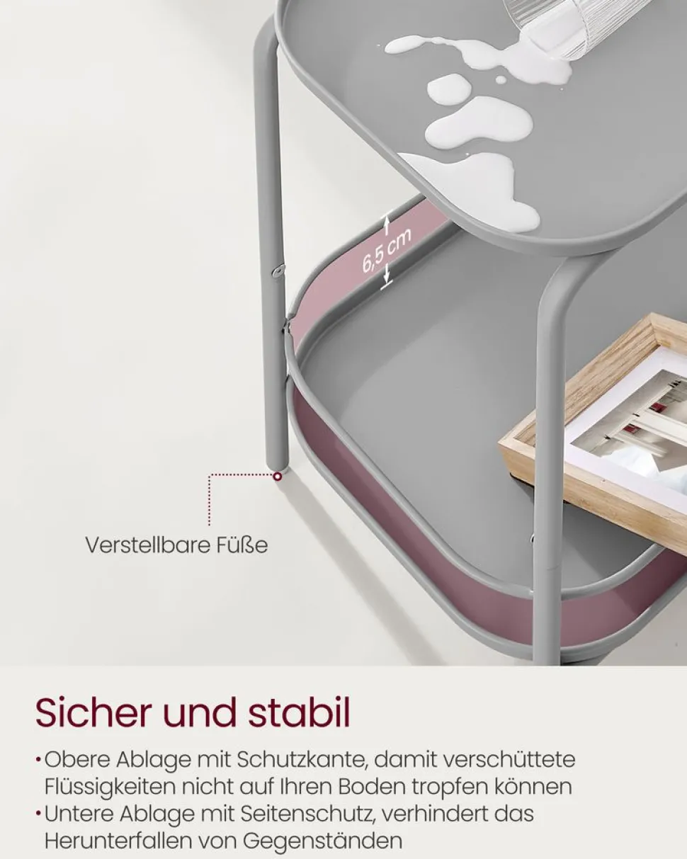 Beistelltische<SONGMICS Beistelltisch mit 2 Ebenen modern tintenschwarz