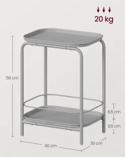 Beistelltische<SONGMICS Beistelltisch mit 2 Ebenen modern tintenschwarz