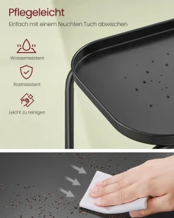 Beistelltische<SONGMICS Beistelltisch mit 2 Ebenen modern tintenschwarz