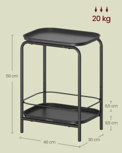 Beistelltische<SONGMICS Beistelltisch mit 2 Ebenen modern tintenschwarz