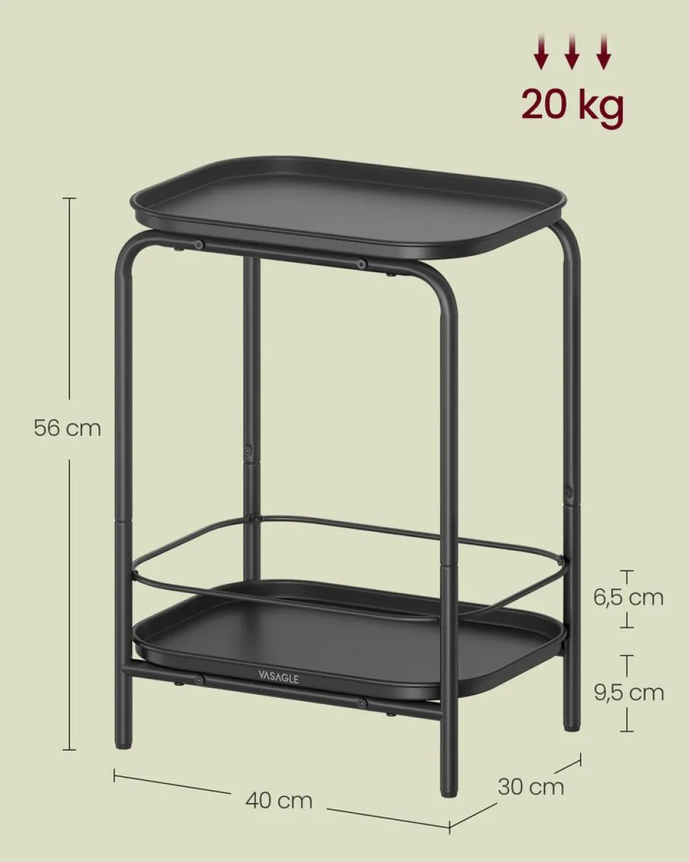 Beistelltische<SONGMICS Beistelltisch mit 2 Ebenen modern tintenschwarz