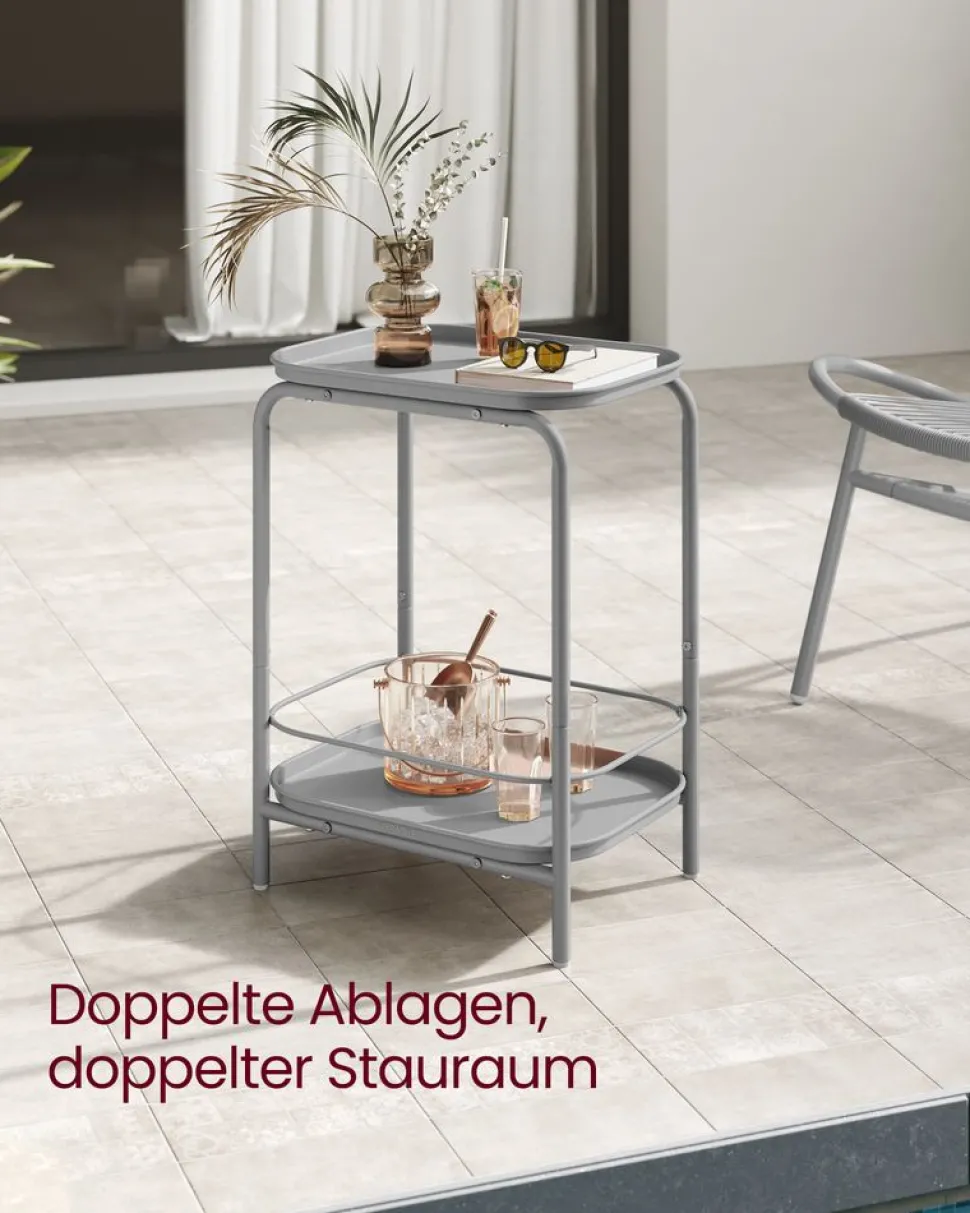 Beistelltische<SONGMICS Beistelltisch mit 2 Ebenen modern tintenschwarz