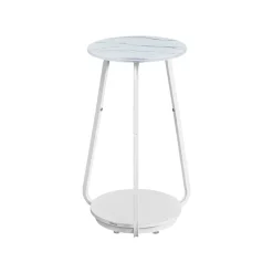 Beistelltische<SONGMICS Beistelltisch rund mit 2 Ebenen und Glasplatte und Ablage