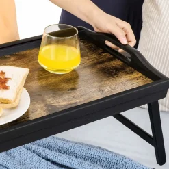 Mobile Laptoptische<SONGMICS Betttablett mit klappbaren Beinen aus Bambus vintagebraun-schwarz