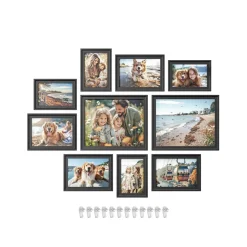 Bilderrahmen<SONGMICS Bilderrahmen 16 Passepartouts aufhängen Glas eschenschwarz