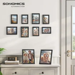 Bilderrahmen<SONGMICS Bilderrahmen 16 Passepartouts aufhängen Glas eschenschwarz