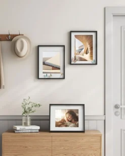 Bilderrahmen<SONGMICS Bilderrahmen 3er Set mit Passepartouts