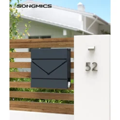 Briefkästen<SONGMICS Briefkasten mit Zeitungsfach Grau