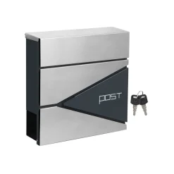 Briefkästen<SONGMICS Briefkasten mit Zeitungsfach silber