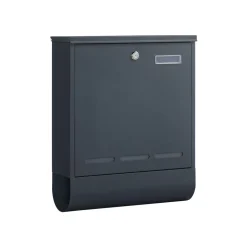 Briefkästen<SONGMICS Briefkasten mit Zeitungsfach und Namensschild Anthrazit