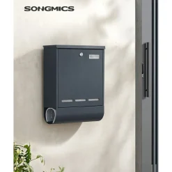 Briefkästen<SONGMICS Briefkasten mit Zeitungsfach und Namensschild Anthrazit