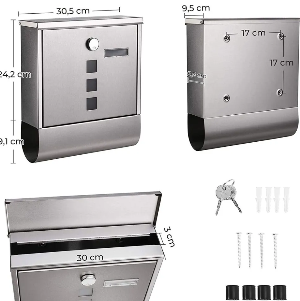 Briefkästen<SONGMICS Briefkasten schwarz