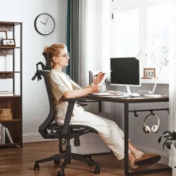 Drehstühle Mit Netzbespannung<SONGMICS Bürostuhl mit Kleiderbügel schwarz