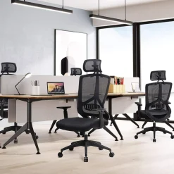 Drehstühle Mit Netzbespannung<SONGMICS Bürostuhl mit Lendenwirbelstütze