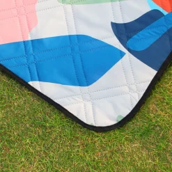 Picknickdecken<SONGMICS Campingdecke blau mit tropischem Farn