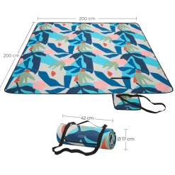 Picknickdecken<SONGMICS Campingdecke blau mit tropischem Farn