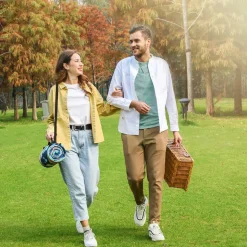 Picknickdecken<SONGMICS Campingdecke blau mit tropischem Farn