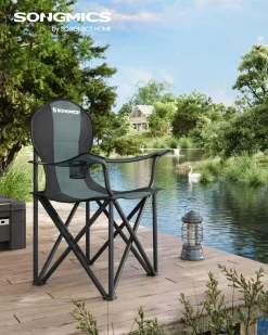 Campingstühle<SONGMICS Campingstuhl mit gepolsterter Sitz grün-schwarz