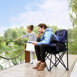 Campingstühle<SONGMICS Campingstuhl mit Getränkehalter Schwarz-Blau