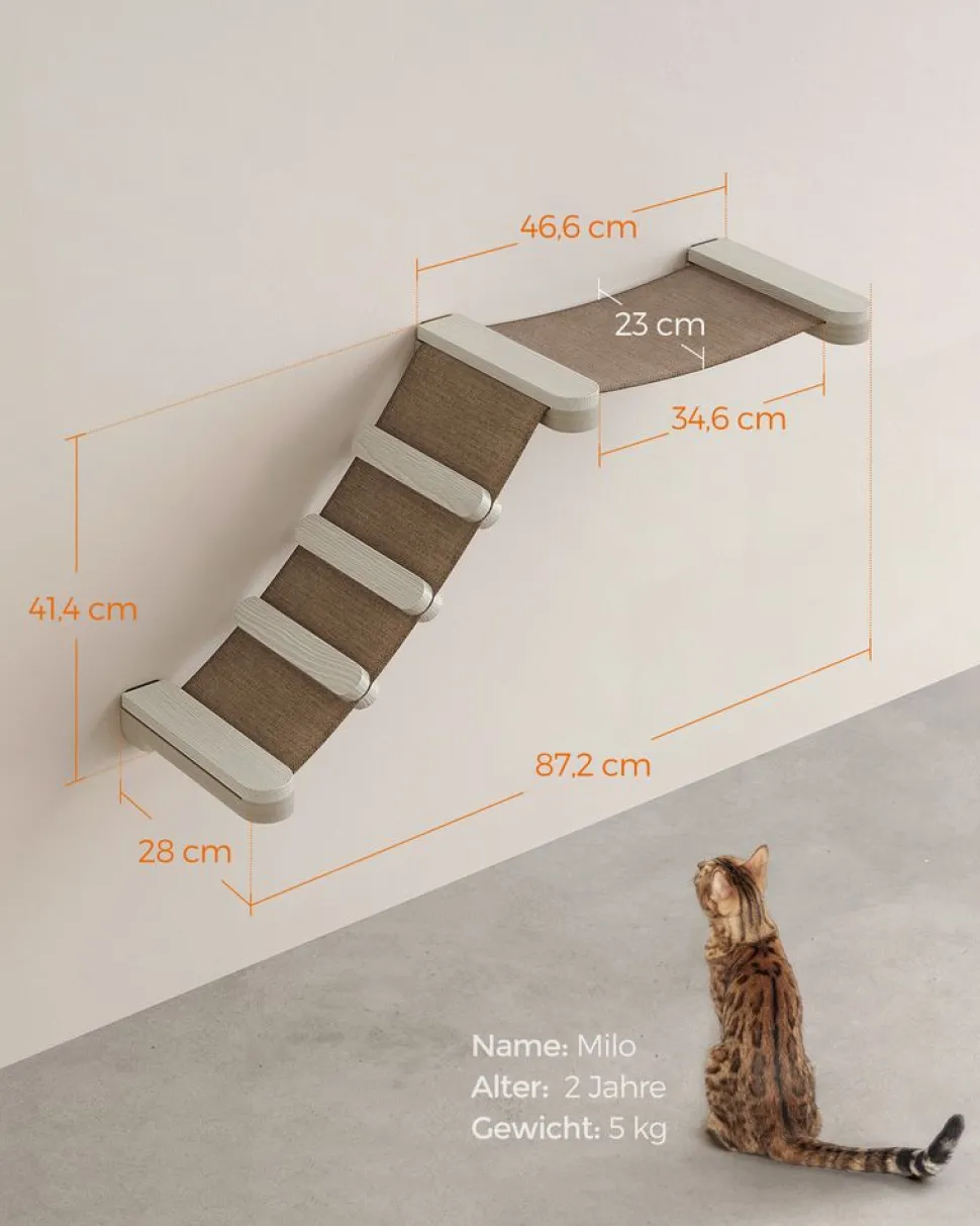 Clickat<SONGMICS Clickat Kollektion - Nr. 002 Katzenkletterhängematte zur Wandmontage Haferflockenbraun-Kaffeebraun