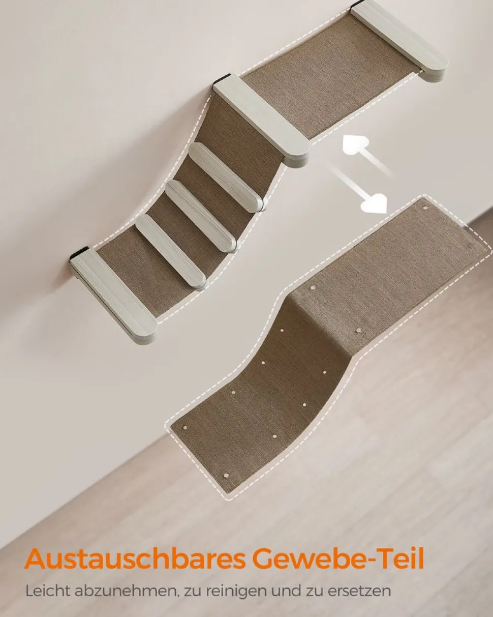 Clickat<SONGMICS Clickat Kollektion - Nr. 002 Katzenkletterhängematte zur Wandmontage Haferflockenbraun-Kaffeebraun