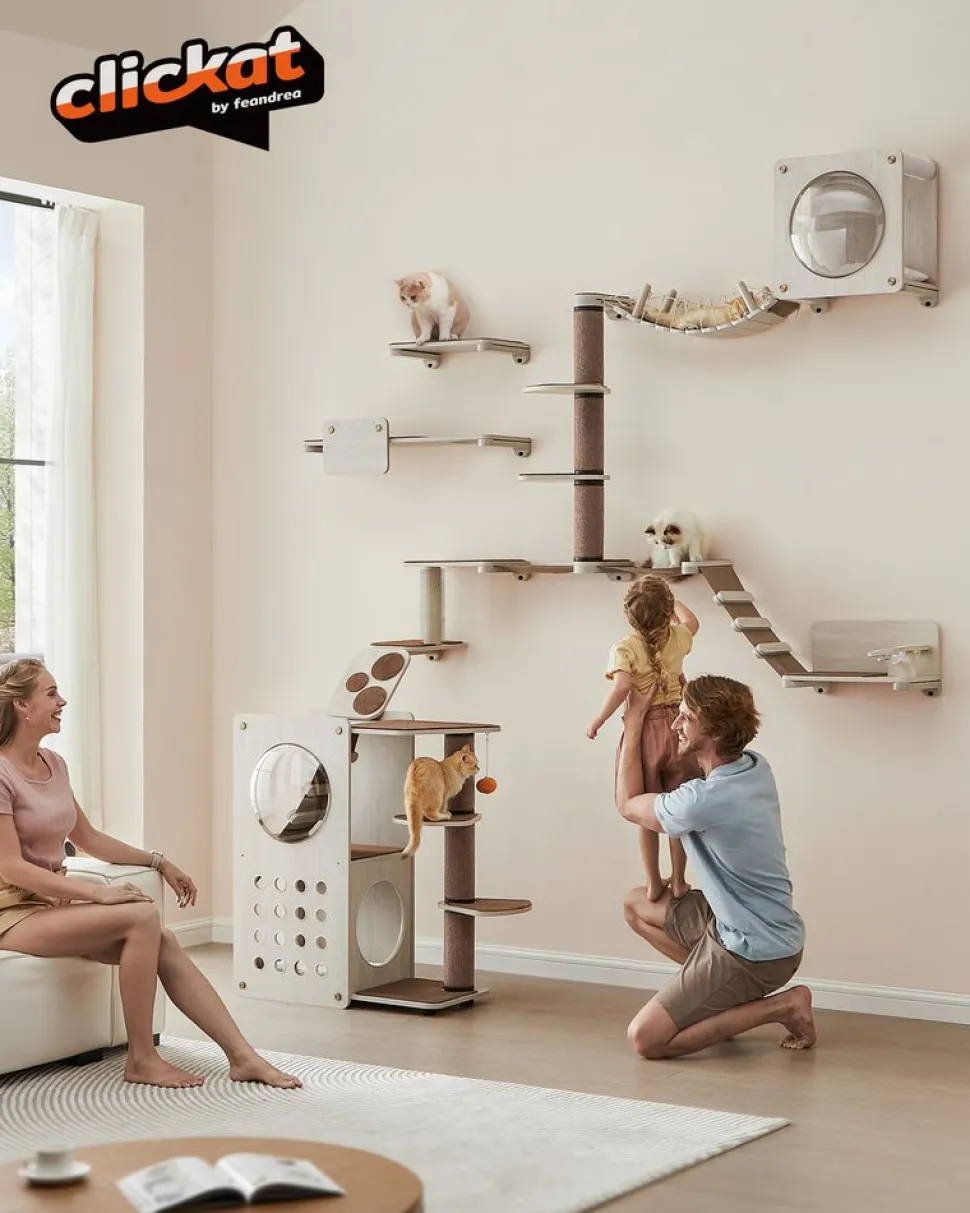 Clickat<SONGMICS Clickat Kollektion - Nr. 002 Katzenkletterhängematte zur Wandmontage Haferflockenbraun-Kaffeebraun