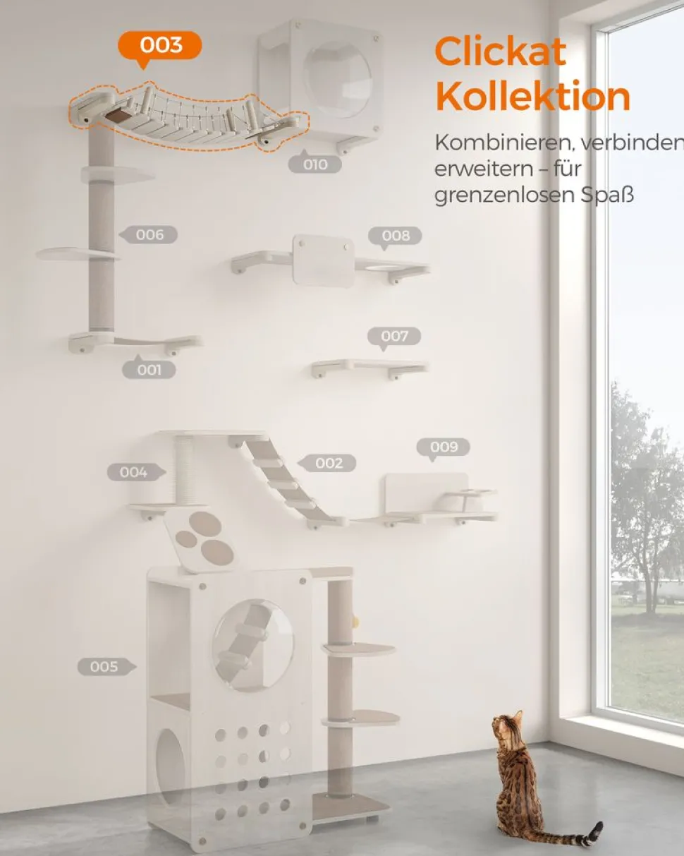 Clickat<SONGMICS Clickat Kollektion - Nr. 003 Katzenbrücke zur Wandmontage Haferflockenbraun-Kaffeebraun