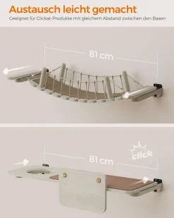 Clickat<SONGMICS Clickat Kollektion - Nr. 003 Katzenbrücke zur Wandmontage Haferflockenbraun-Kaffeebraun