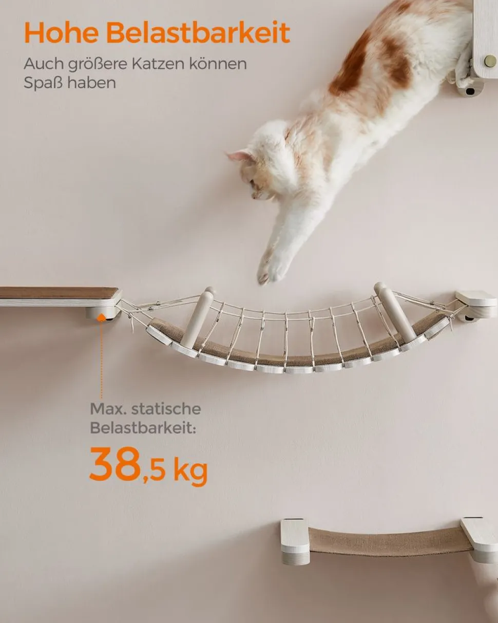 Clickat<SONGMICS Clickat Kollektion - Nr. 003 Katzenbrücke zur Wandmontage Haferflockenbraun-Kaffeebraun