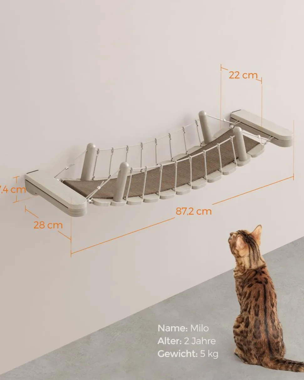 Clickat<SONGMICS Clickat Kollektion - Nr. 003 Katzenbrücke zur Wandmontage Haferflockenbraun-Kaffeebraun