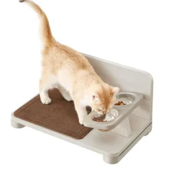 Clickat<SONGMICS Clickat Kollektion - Nr. 009 Katzenfutterstation zur Wandmontage Haferflockenbraun-Kaffeebraun