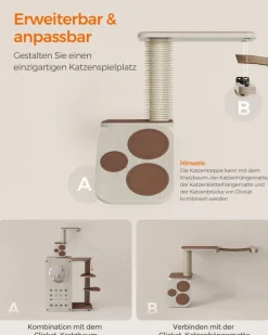 Clickat<SONGMICS Clickat Kollektion - Nr. 004 Katzentreppe zur Wandmontage Haferflockenbraun-Kaffeebraun