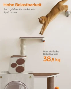 Clickat<SONGMICS Clickat Kollektion - Nr. 004 Katzentreppe zur Wandmontage Haferflockenbraun-Kaffeebraun