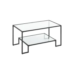 Wohnzimmer|Couchtische<SONGMICS Couchtisch Glastisch Stahlgestell basisschwarz