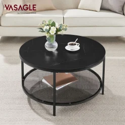 Couchtische<SONGMICS Couchtisch mit 2 Ablagen für Wohnzimmer