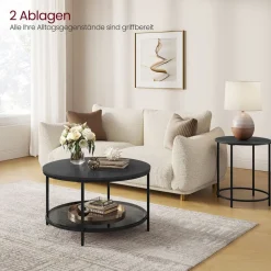 Couchtische<SONGMICS Couchtisch mit 2 Ablagen für Wohnzimmer