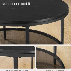 Couchtische<SONGMICS Couchtisch mit 2 Ablagen für Wohnzimmer