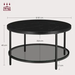 Couchtische<SONGMICS Couchtisch mit 2 Ablagen für Wohnzimmer