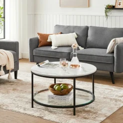 Couchtische<SONGMICS Couchtisch mit 2 Ablagen für Wohnzimmer